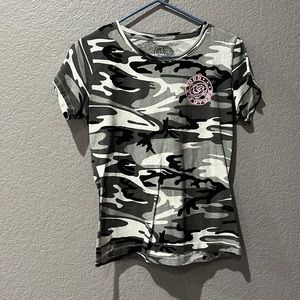 Odd Future Camo T-Shirt With Pink Donut Logo Women’s Size Medium